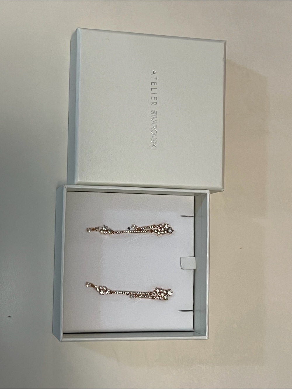 Swarovski Rose Gold Crystal Linear Drop Earrings